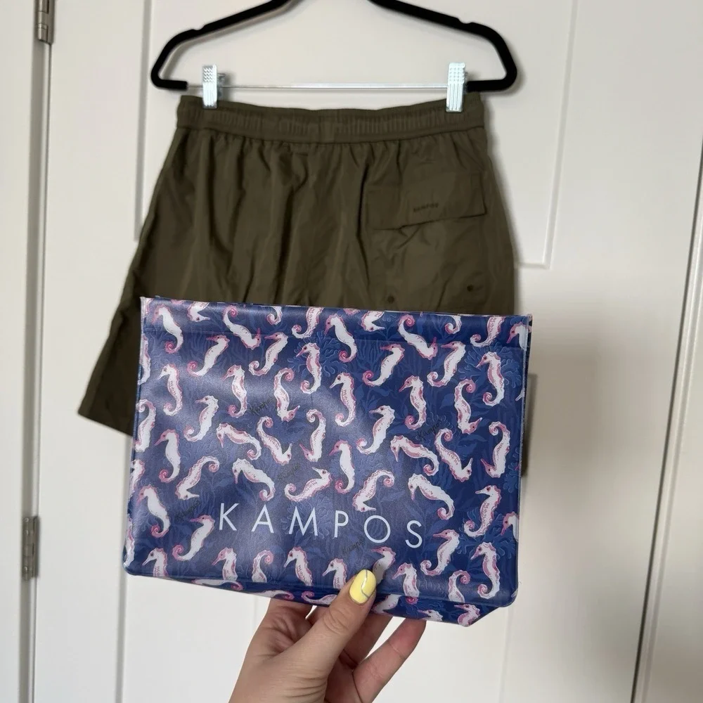 Kampos Swim Shorts‎ Long Olive NEW Mens Size Large Made in Italy NWT $224 Trunks